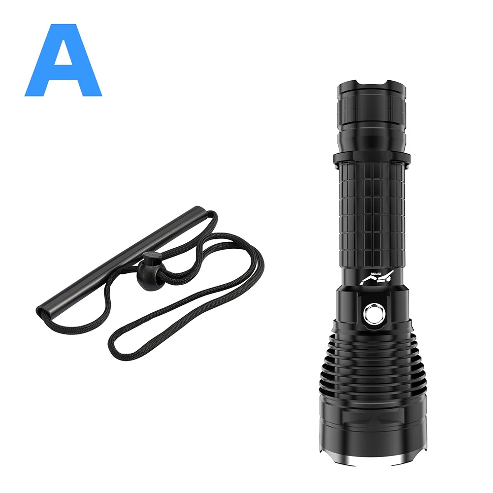 

Long Flashlight Diving Flashlight Outdoor IPX8 P70 LED White Light 4000LM Aluminum Alloy Black Button Switch For Scube