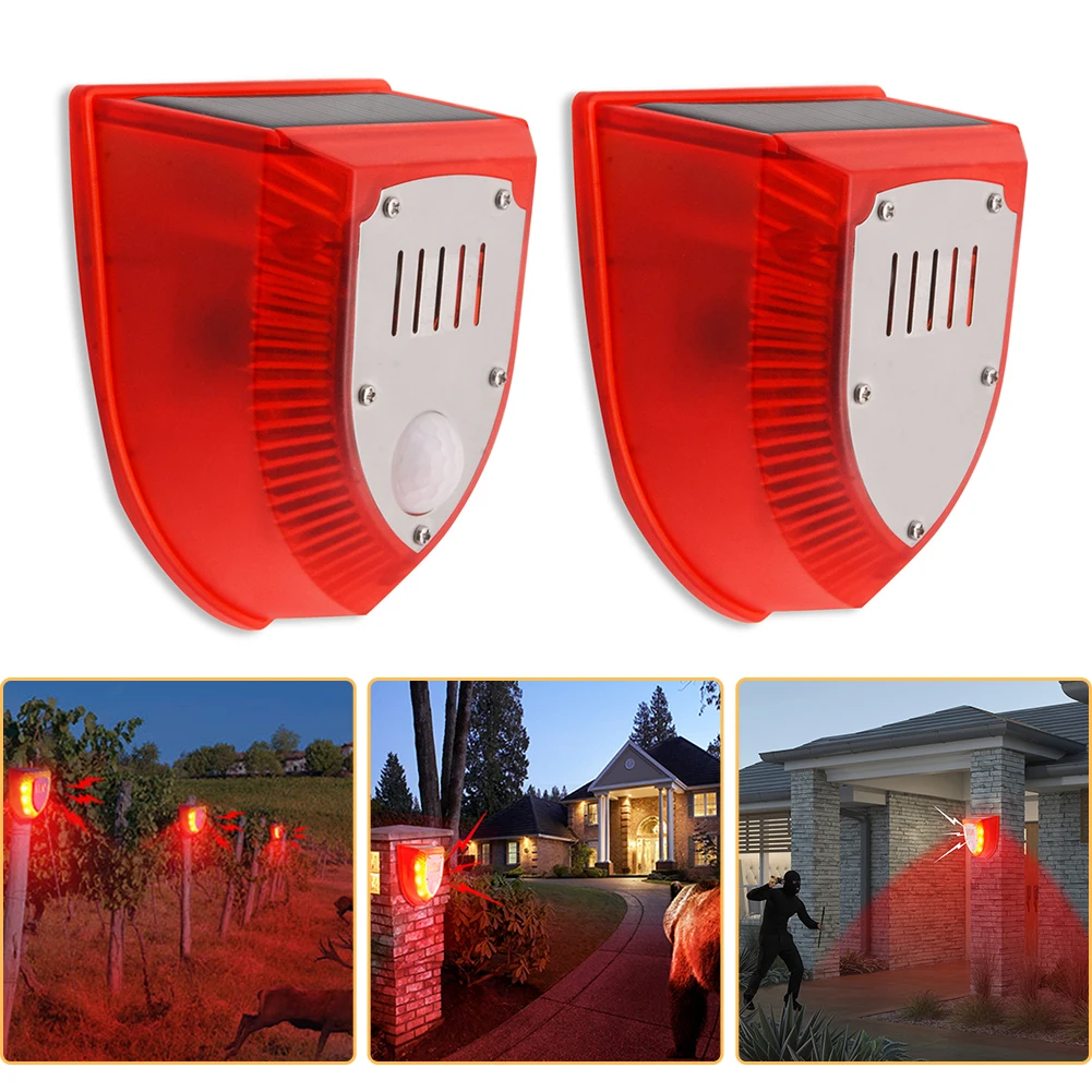 

Solar Strobe Alarm Light with Motion Sensor Waterproof Outdoor Security Siren Warning Light for Home Barn Villa Farm Yard