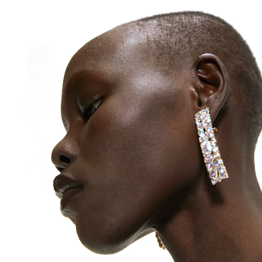 

ZA Simple Square Rhinestone Geometric Earrings for Woman Party Casual