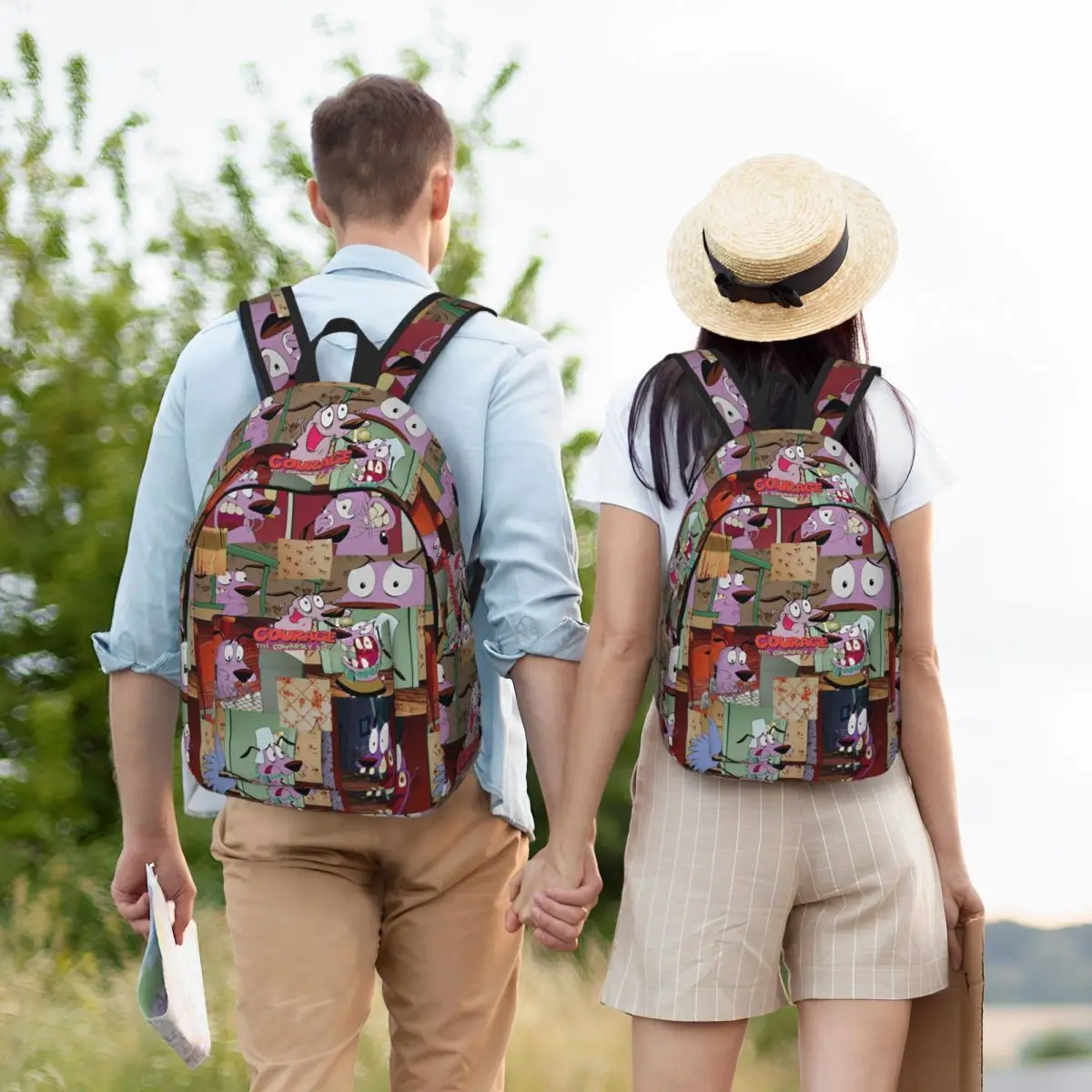 Cowardly Dog C-отчаяние мультяшное оформление Прочный Школьный походный дорожный