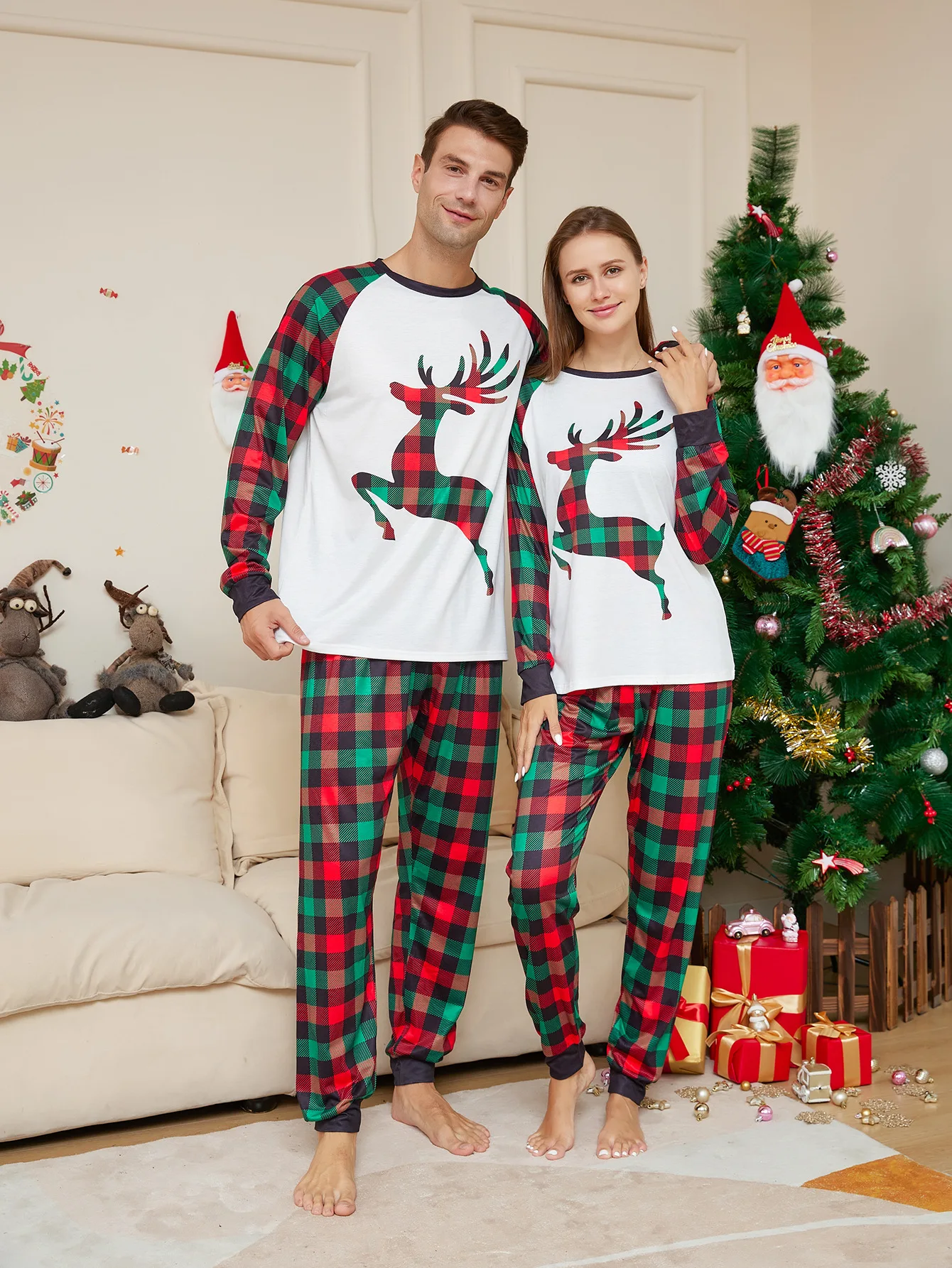 

Xmas Pjs Plaid Long Sleeve Couples Mommy Daughter Daddy Son Mother Father Kids Baby Family Matching Christmas Pajamas Set 2023
