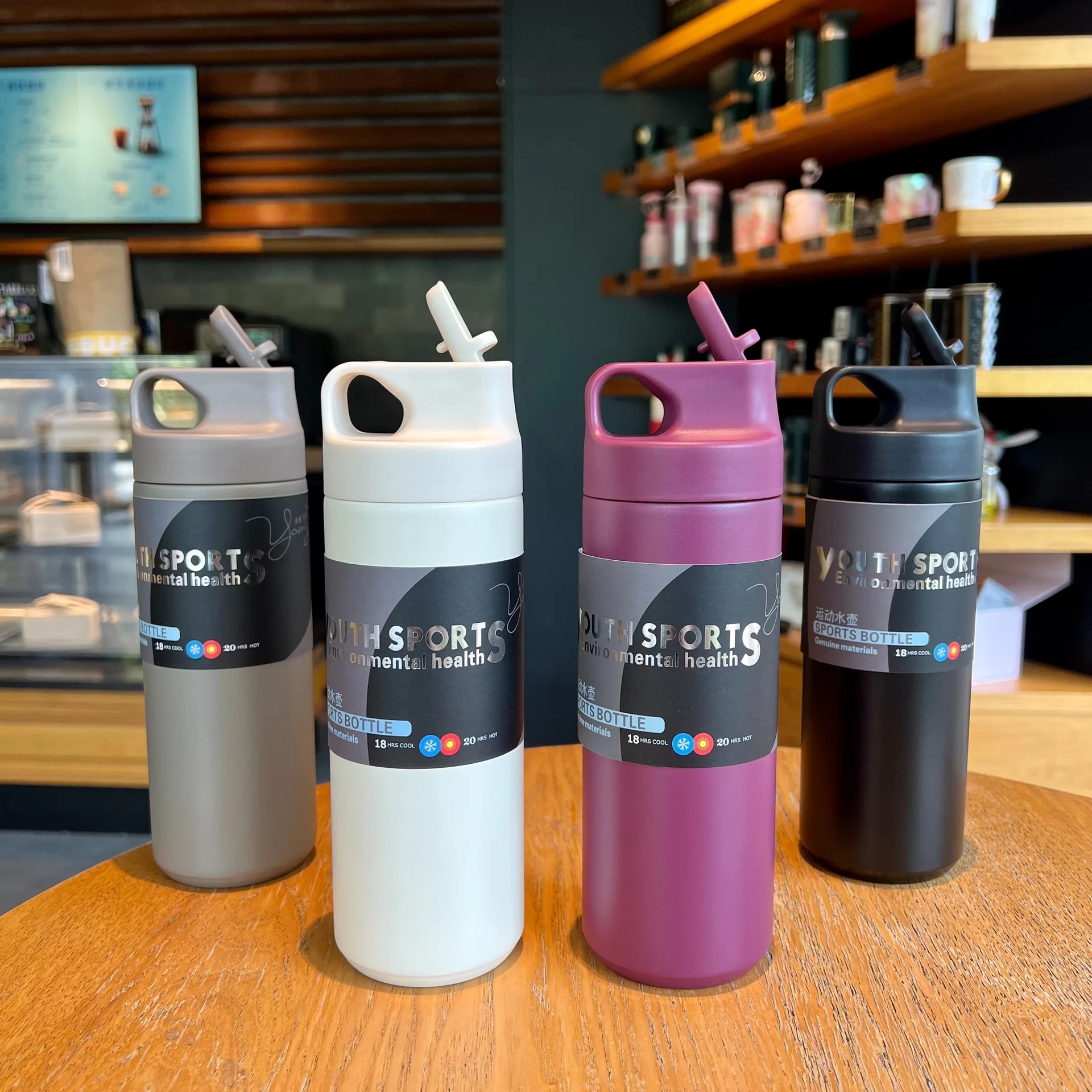 

500ml Stainless Steel Thermos Bottle With Straw Outdoor Sports Fitness Kettle Vacuum Flask Insulated Water Bottle Cup Thermal