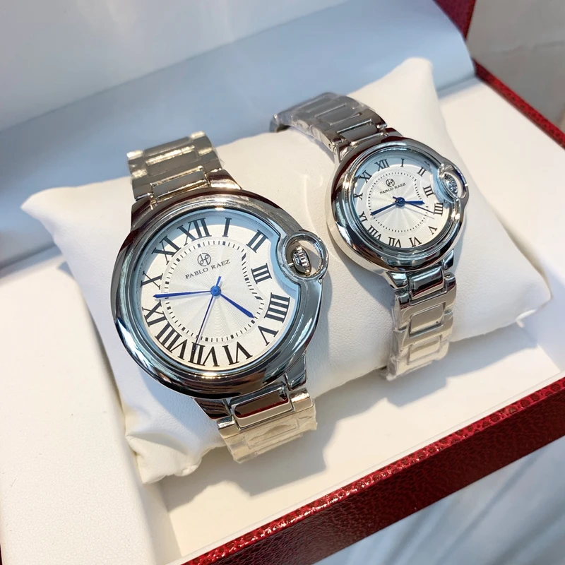 

PABLO RAEZ 100% Steel Man Relogio Masculino Watch Silver Luxury Wristwatch Folding Clasp Fashion Nice Women Clock Dropshipping