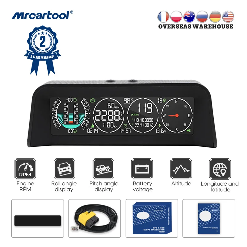 MRCARTOOL M80 Intelligent Multifunction Car Head up Monitor  GPS+OBD Can Read The Real-time Data Output Of ECU