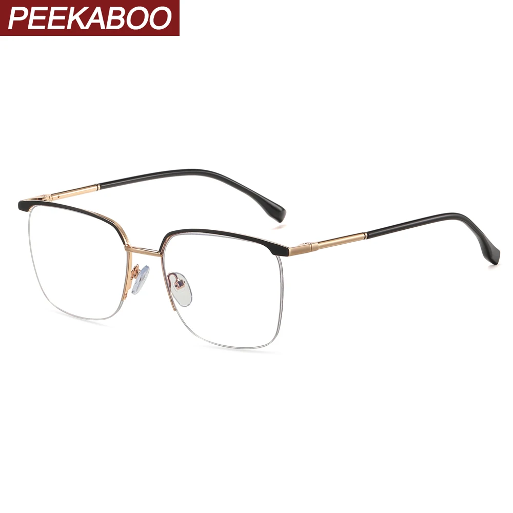 

Мужские Полуободковые очки с прозрачными линзами, в металлической оправе