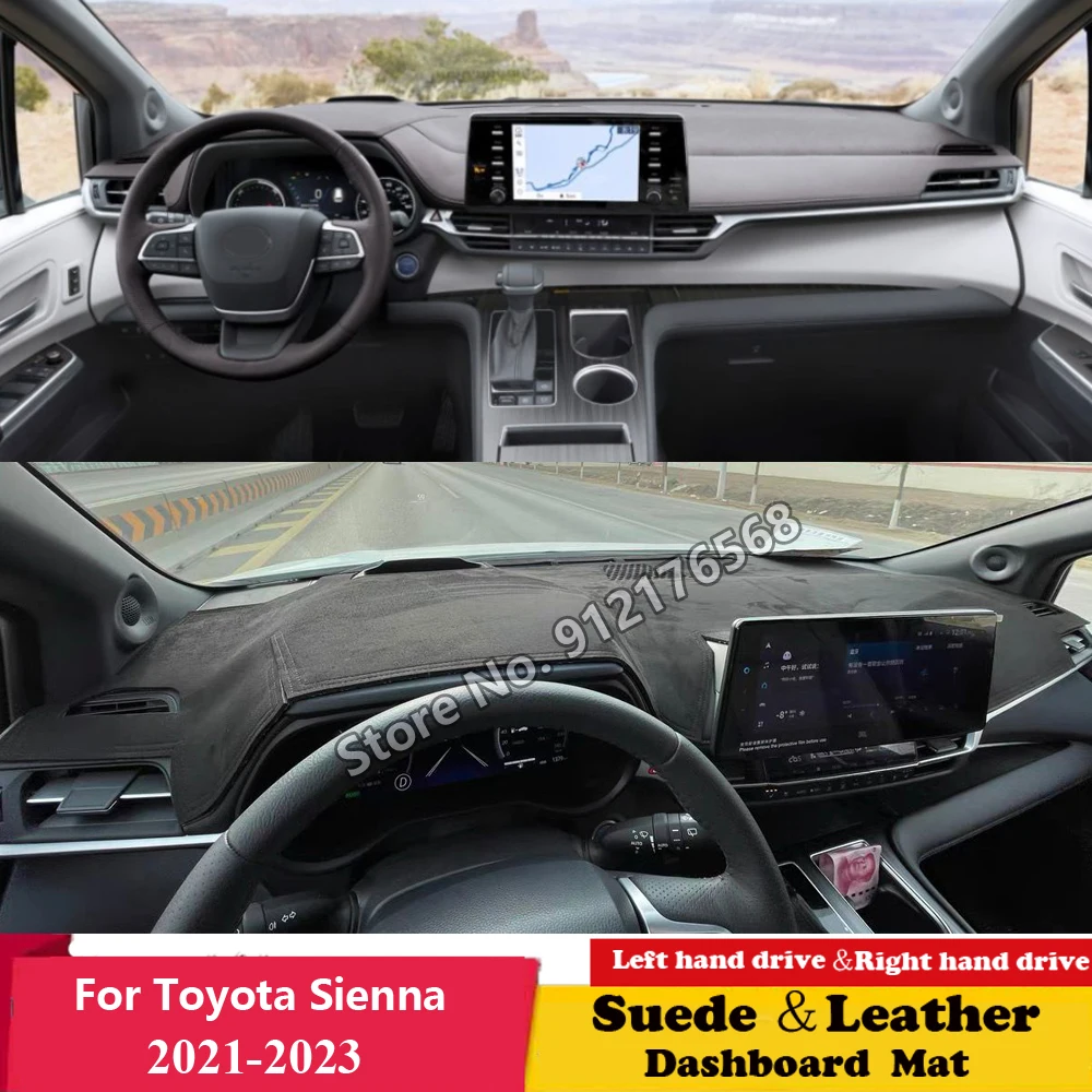 

Кожаный коврик для приборной панели для Toyota Sienna Electric 2021 2022 2023, замшевый коврик для приборной панели, коврик для приборной панели, коврик, авт...