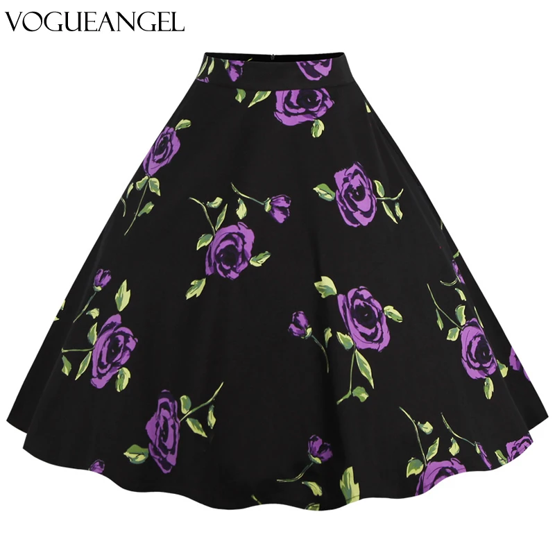 Женская винтажная юбка в стиле рокабилли трапециевидная с цветочным принтом 50-х