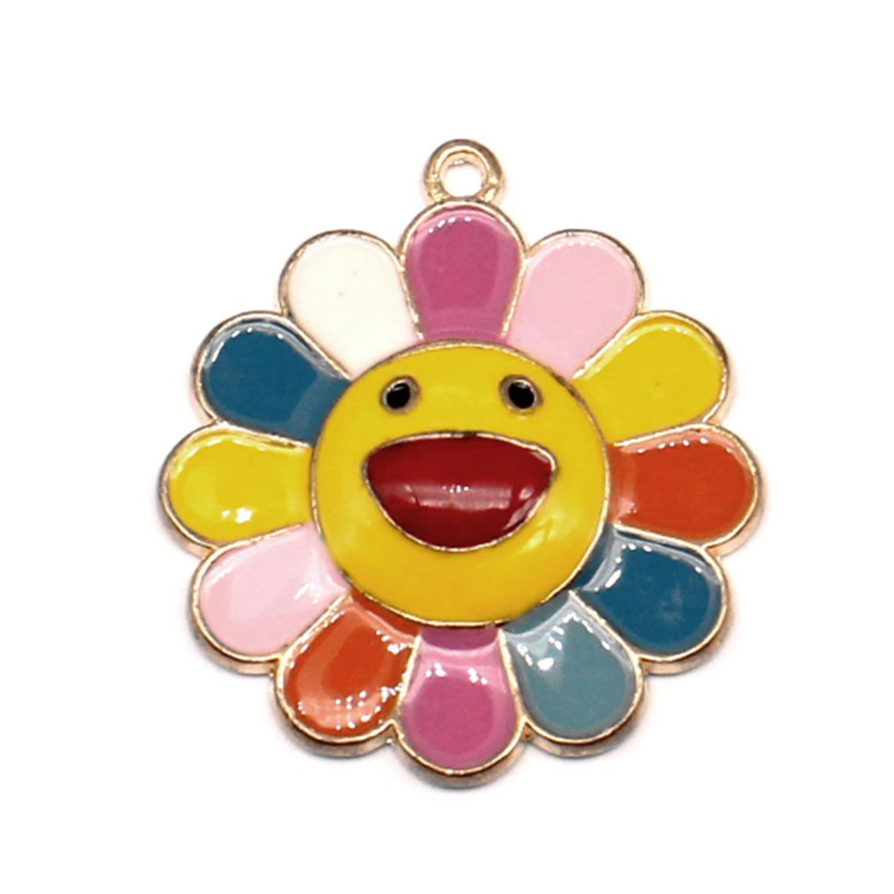 

21pcs Wholesale Jewelry Lots Sunflower Charms Pendant Supplies For Jewelry Materials 24x27mm