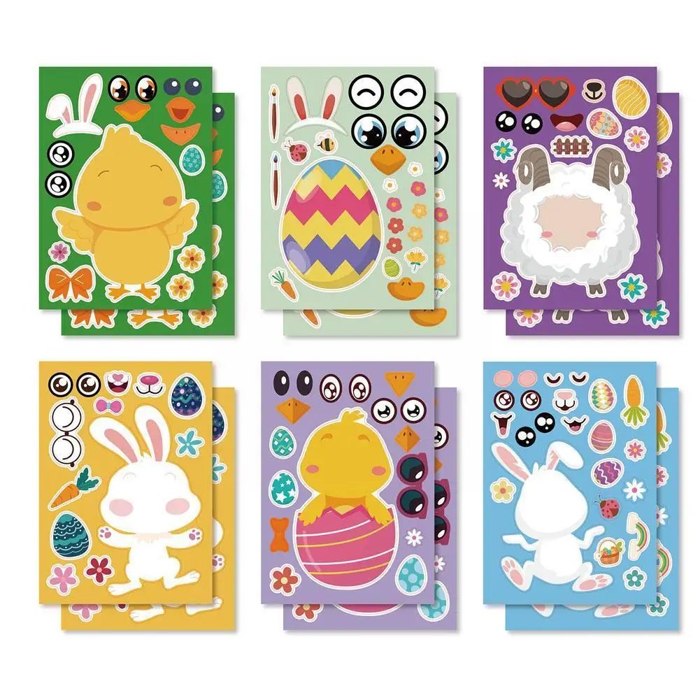 

DIY Easter Stickers DIY Stickers Make Your Own Easter Favor Lamb Face A Eggs Sticker Children Make Toys Chick Bunny Party G E9V3