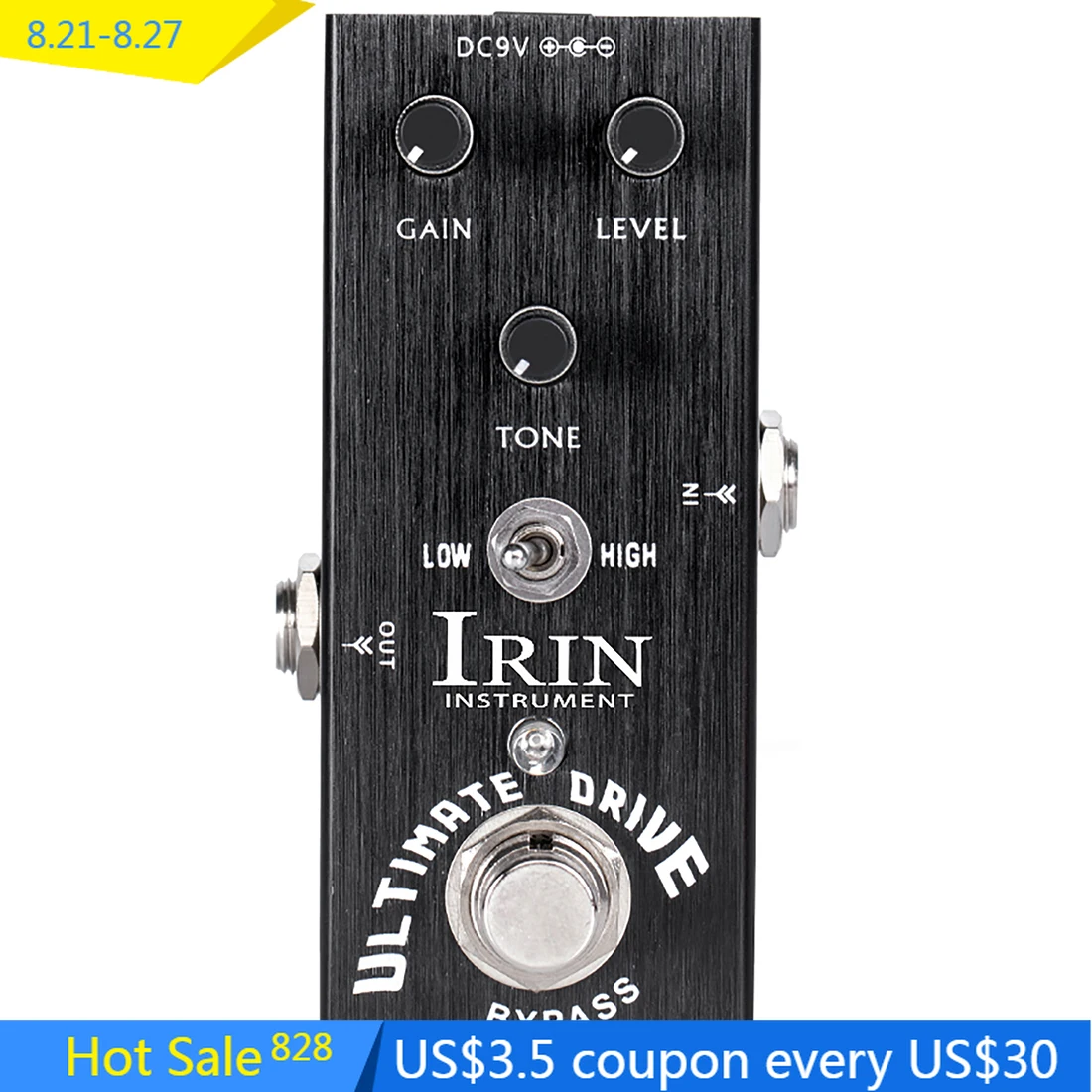 

IRIN AN-11 Ultimate Drive Guitar Effect True Bypass Bordering on Distortion Overdrive Pedal Single Guitar Parts & Accessories