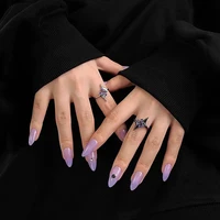 new fashion trend unique design geometric delicate purple zircon cross mans star ring womens jewelry party gift wholesale