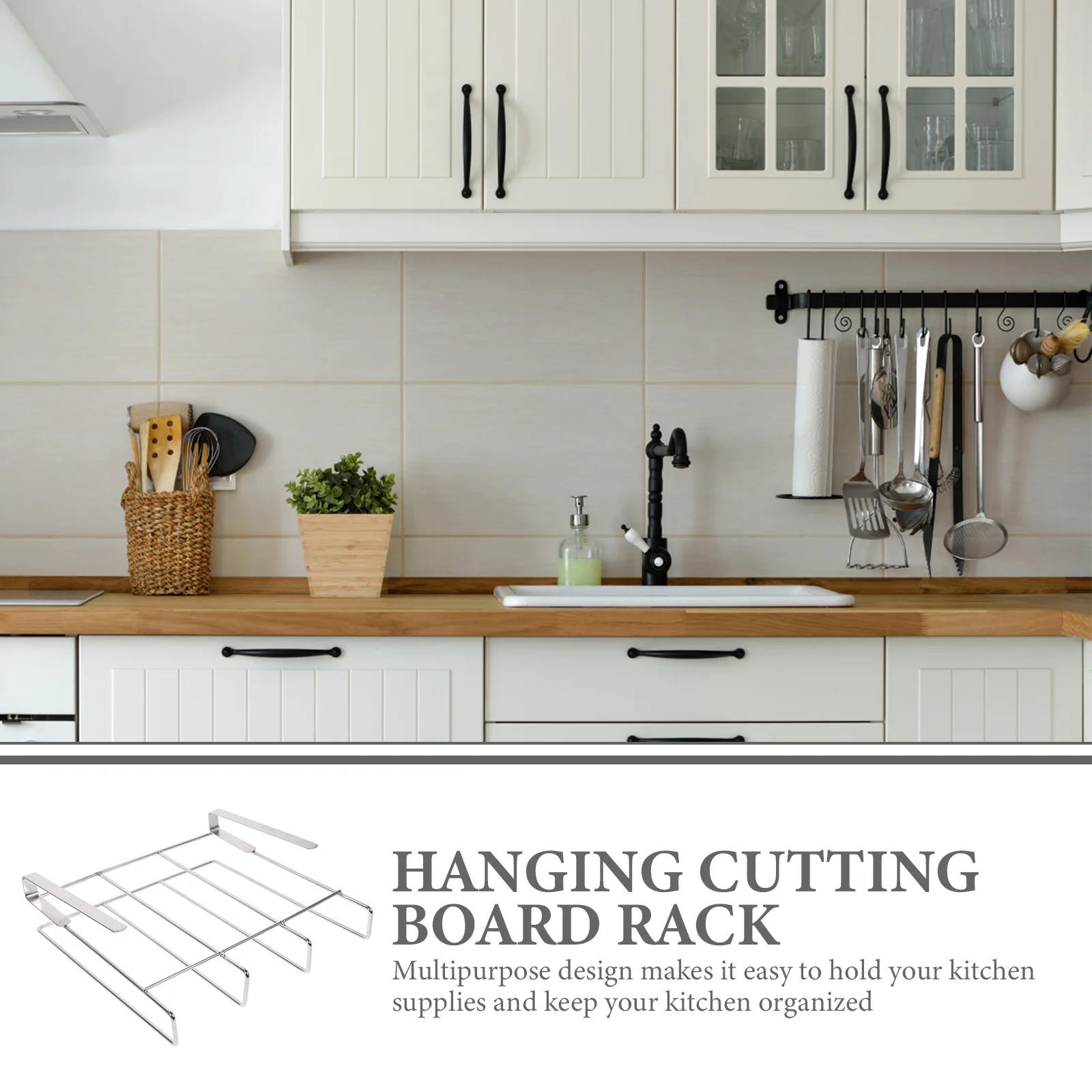 Полка подвесная разделочная доска шкафы сковороды металлическая кухонная