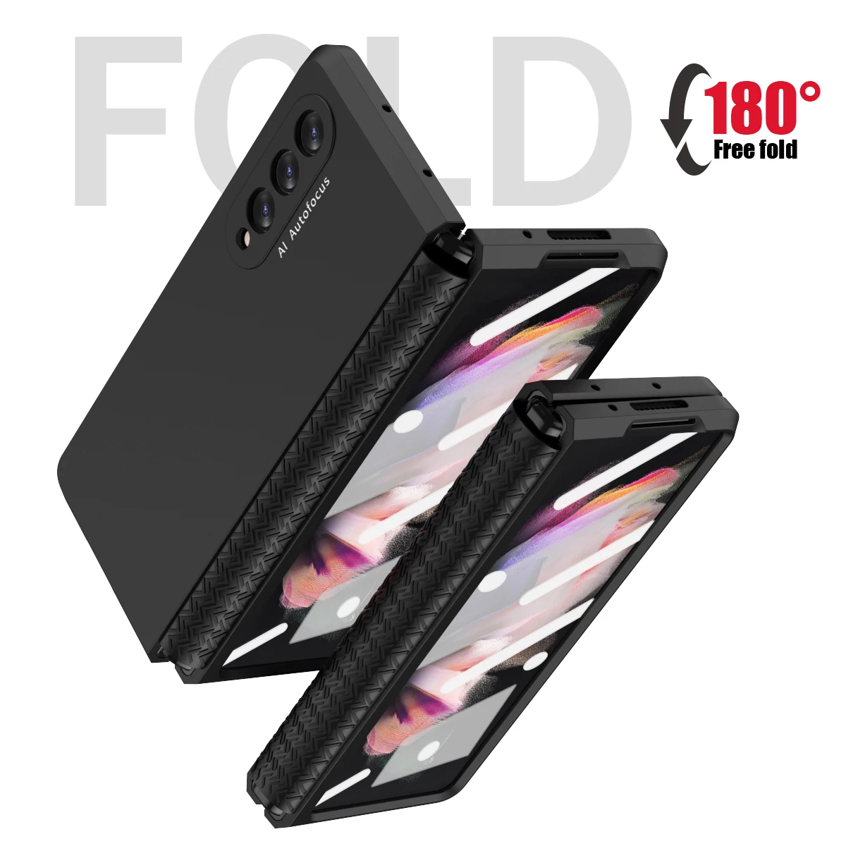 

Hinge Soft Coverage Full Body Case for Samsung Galaxy Z Fold 3 2 W21 W22 5G with Front Screen Glass Armor Anti-Knock Slim Cover