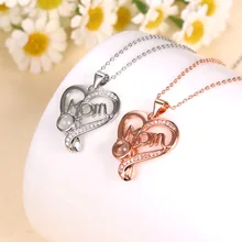 Personality Fashion Lady Peach Heart 100 Languages I Love You Necklace Projection Light Luxury Jewelry Anniversary Birthday Gift