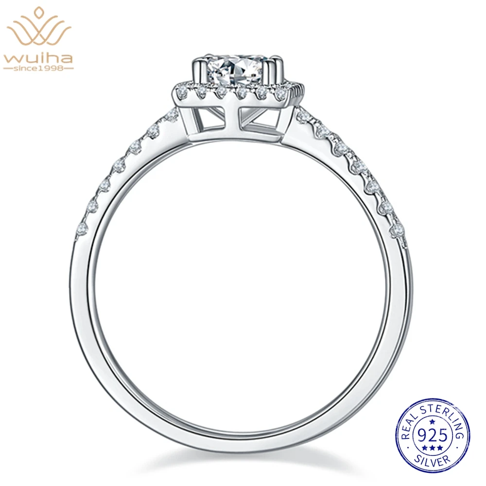 

WUIHA 5MM Moissanite 18K Ring for Women Engagement Gift D VVS Round Diamond Ring 925 Sterling Silver Office Jewelry DropShipping