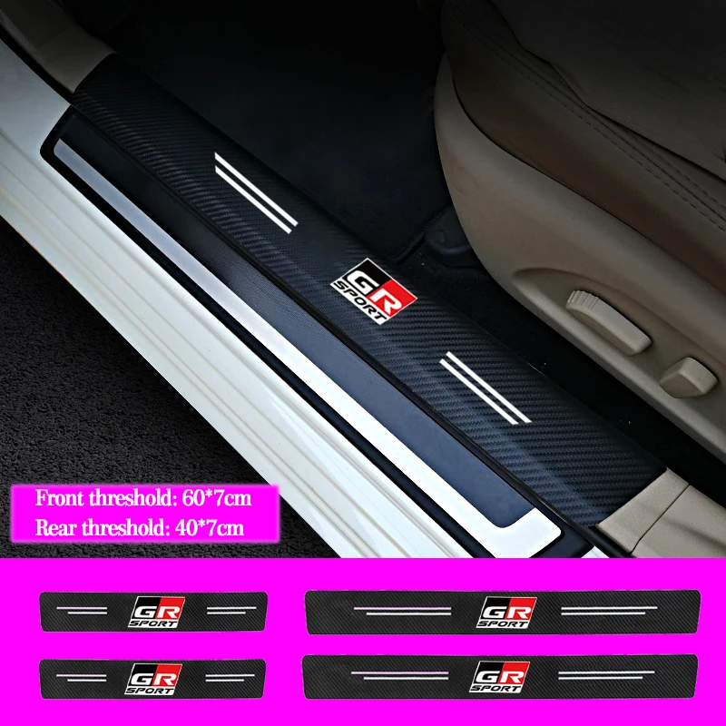

4 шт. кожаные наклейки на пороги автомобиля, спортивные наклейки GR для Toyota YARiS Supra Corolla Prius Harrier Camry Tacoma Venza rav4 RZ RC