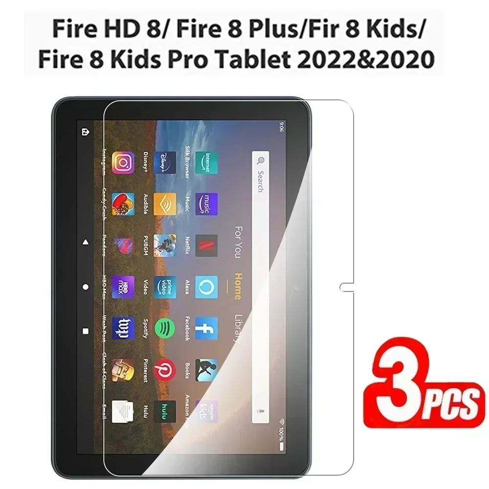 (3 упаковки) закаленное стекло для Amazon Fire HD 8/8 Plus/8 Kids 2020 2022 защитная пленка экрана