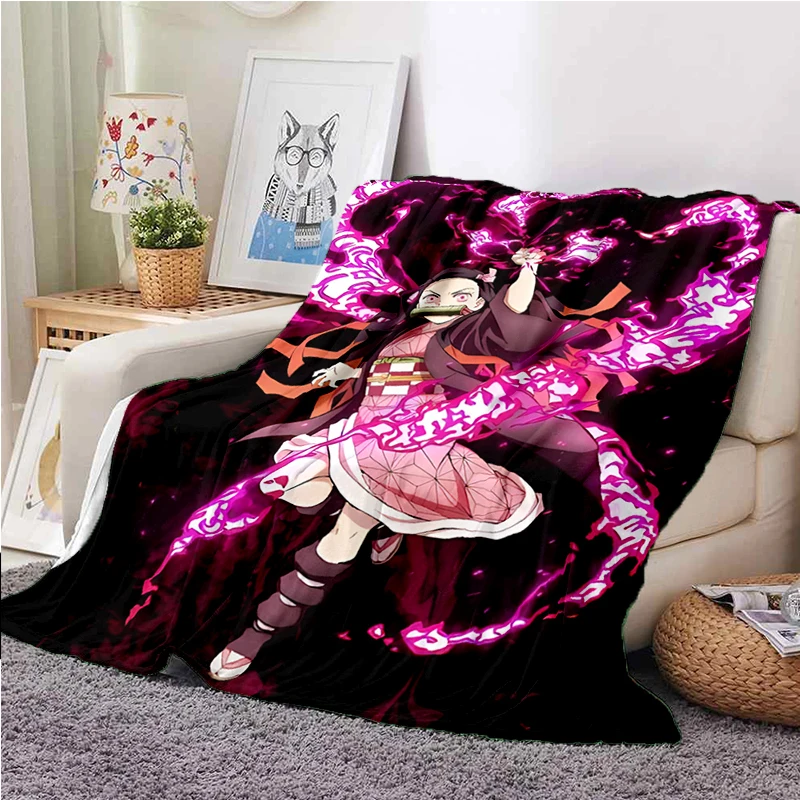 

Anime Demon Slayer Fluffy Blanket Flannel Warmth Soft Plush Sofa Throw Blanket Kamado Nezuko Girl or Boy gift blanket