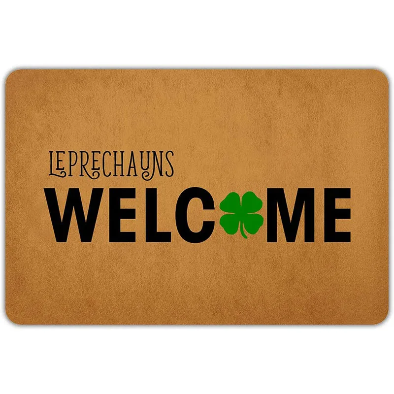 

Welcome Mat Front Door Mat Leprechauns Welcome Entrance Door Floor Mat Rubber Non Slip Funny Doormat Indoor Outdoor Rug