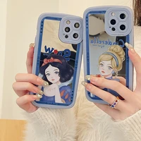 disney princess makeup mirror phone case for iphone 13 11 12 pro max xs xr x 8 7 plus se 2 camera lens protections back cover