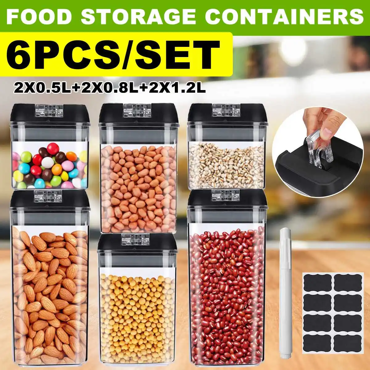 

6Pcs/set Airtight Compression Lids Leak ProofProof Food Storage Containers Kitchen Storage Box Vacuum Tea Container Seal Box