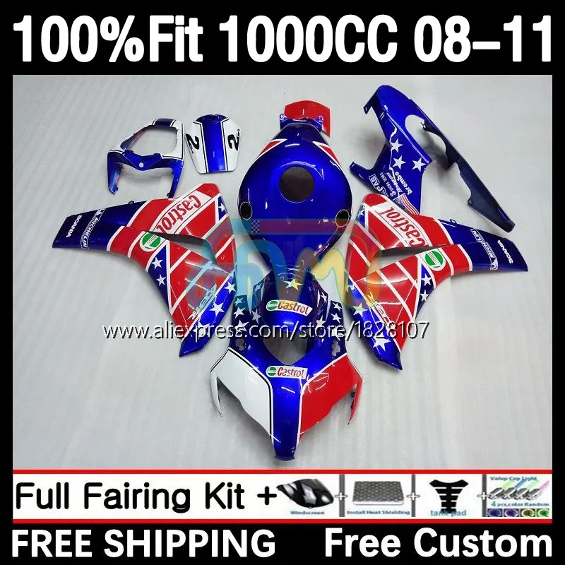 

OEM Fairing For HONDA CBR1000 CBR 1000 RR CC 1000RR 37No.23 Castrol blue CBR1000RR 08 09 10 11 2008 2009 2010 2011 Injection Kit