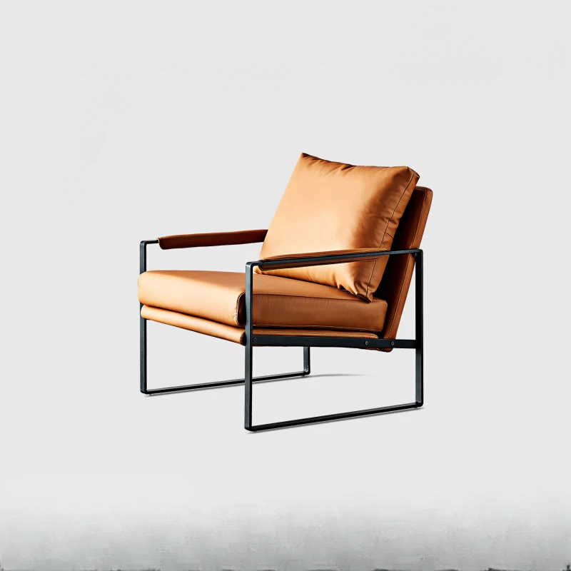 

Nordic luxury single person sofa chair designer lounge chair living room chair single chair orange leather sofa