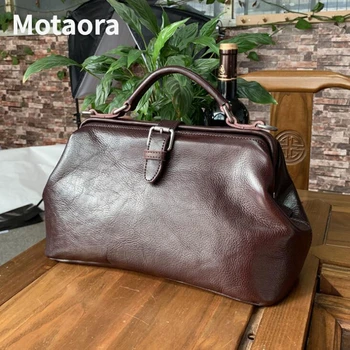 MOTAORA Top Quality Genuine Leather Women Shoulder Bag Long Strap Doctor Bags Vintage Woman Handbag Cow Leather Women Bags 2023 1