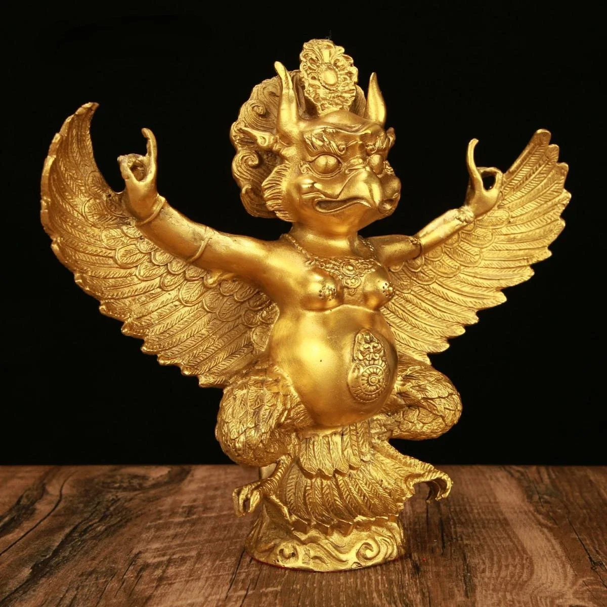 

Латунная Статуэтка из Чжэнь ли Цзы Бога ТВ, украшения с золотыми крыльями, птица из Китая, Декор для дома, гостиной, ремесла, скульптуры