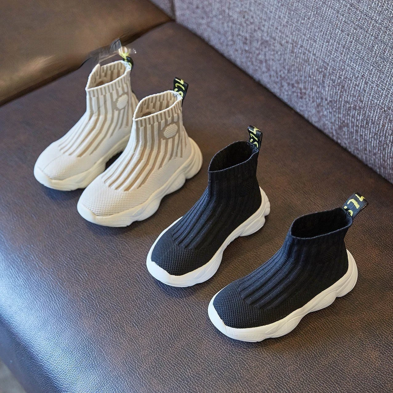 

Toddler Girl Sport Shoes Stretch Slip-On Baby Non-Slip Kids Sneakers Black Breathable Casual Mesh Boys Shoes Fashion Ankle Boots