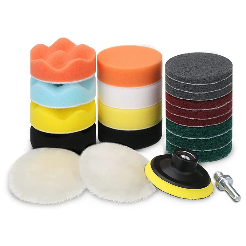 

Polishing Pads For Drill Wool Buffing Pads Scouring Pads With Drill Adapter Paint Scratch Repair Polishers Kits 3 Inch