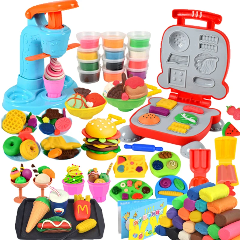 

Colorful Plasticine Making Toys Creative DIY Handmade Mold Tool Ice Cream Noodles Machine Kids Play House Toys Colored Clay Gift