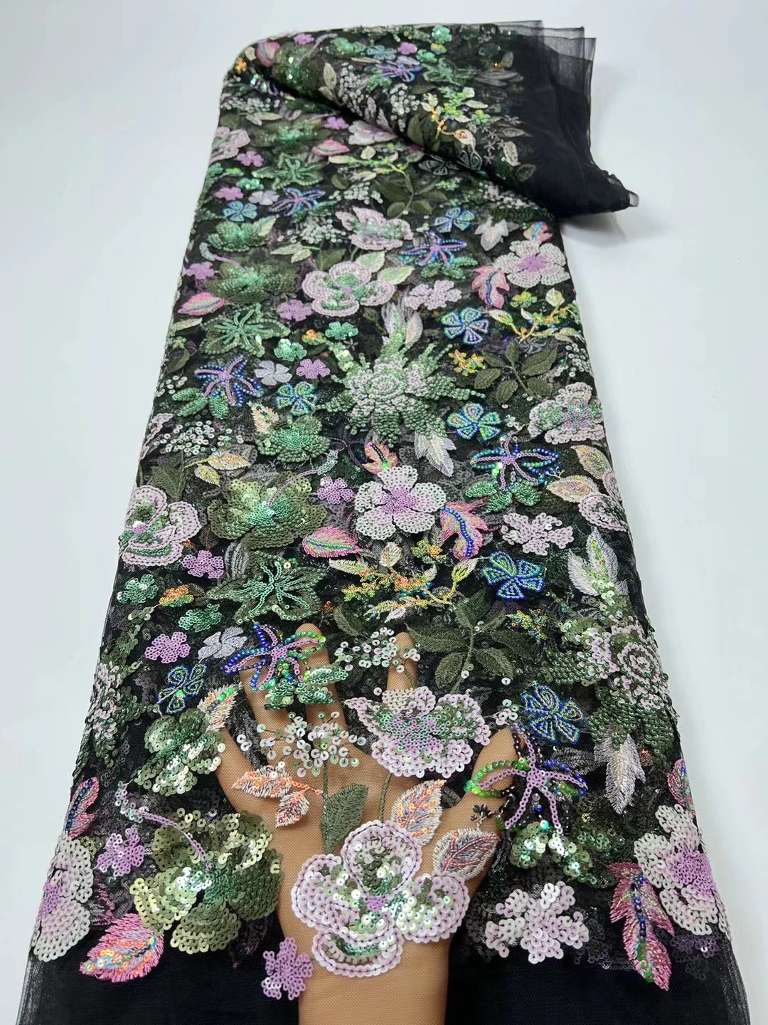 

Новейшая африканская вышитая Тюлевая сетчатая ткань с блестками Высокое качество роскошное Сетчатое кружево для вечернего платья