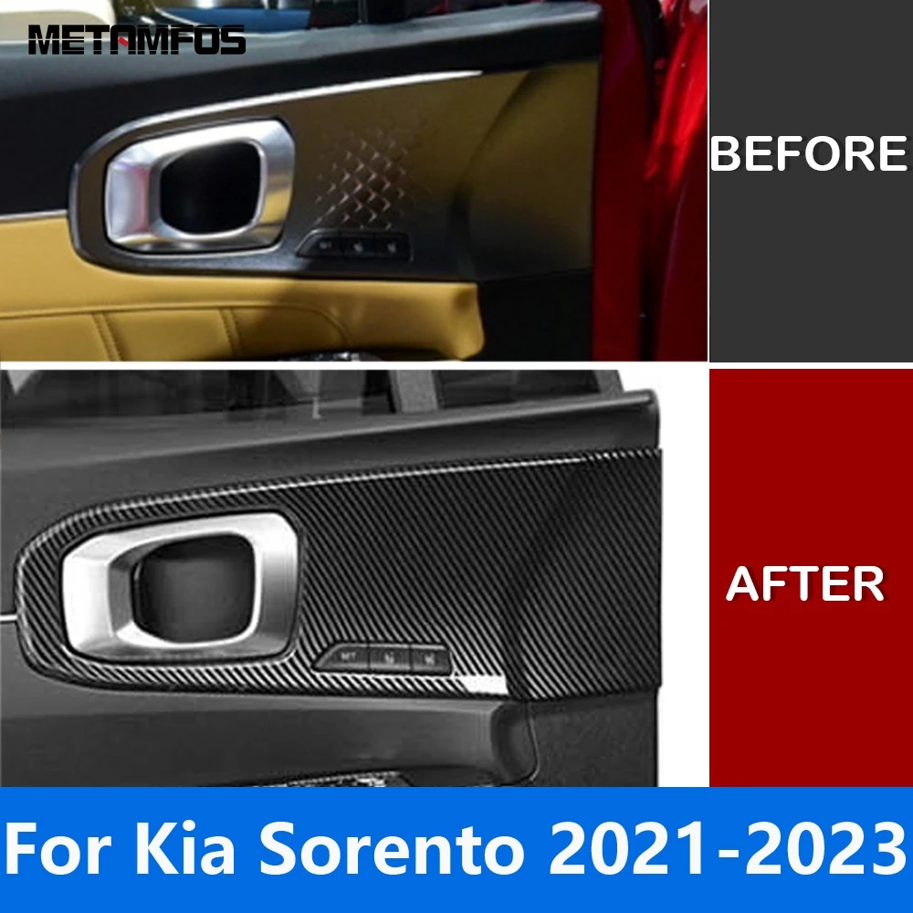 

For Kia Sorento 2021 2022 2023 Carbon Fiber Interior Side Door Handle Bowl Panel Cover Trim Sticker Accessories Car Styling