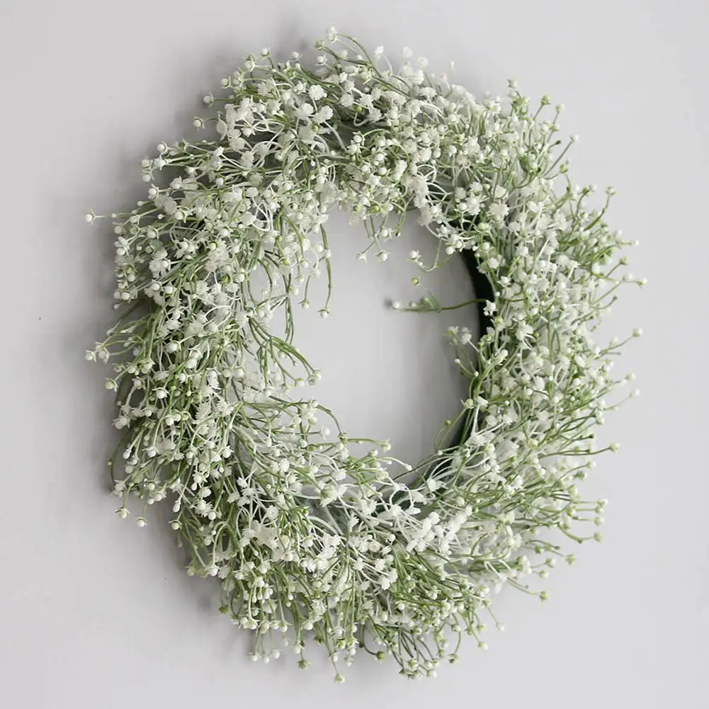 

Artificial Babysbreath Wreath Garland For Wedding Decoration Home Party DIY Wall Hanging Front Door Decoration 40cm U1G8