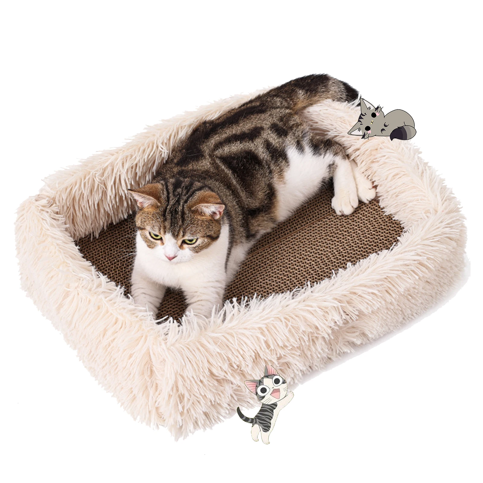 

Cat Scratcher Cardboard Safe Anti-Cat Scratching Claw Sharpener Durable Construction Wear-Resistant Cat Bed Keep Your Place