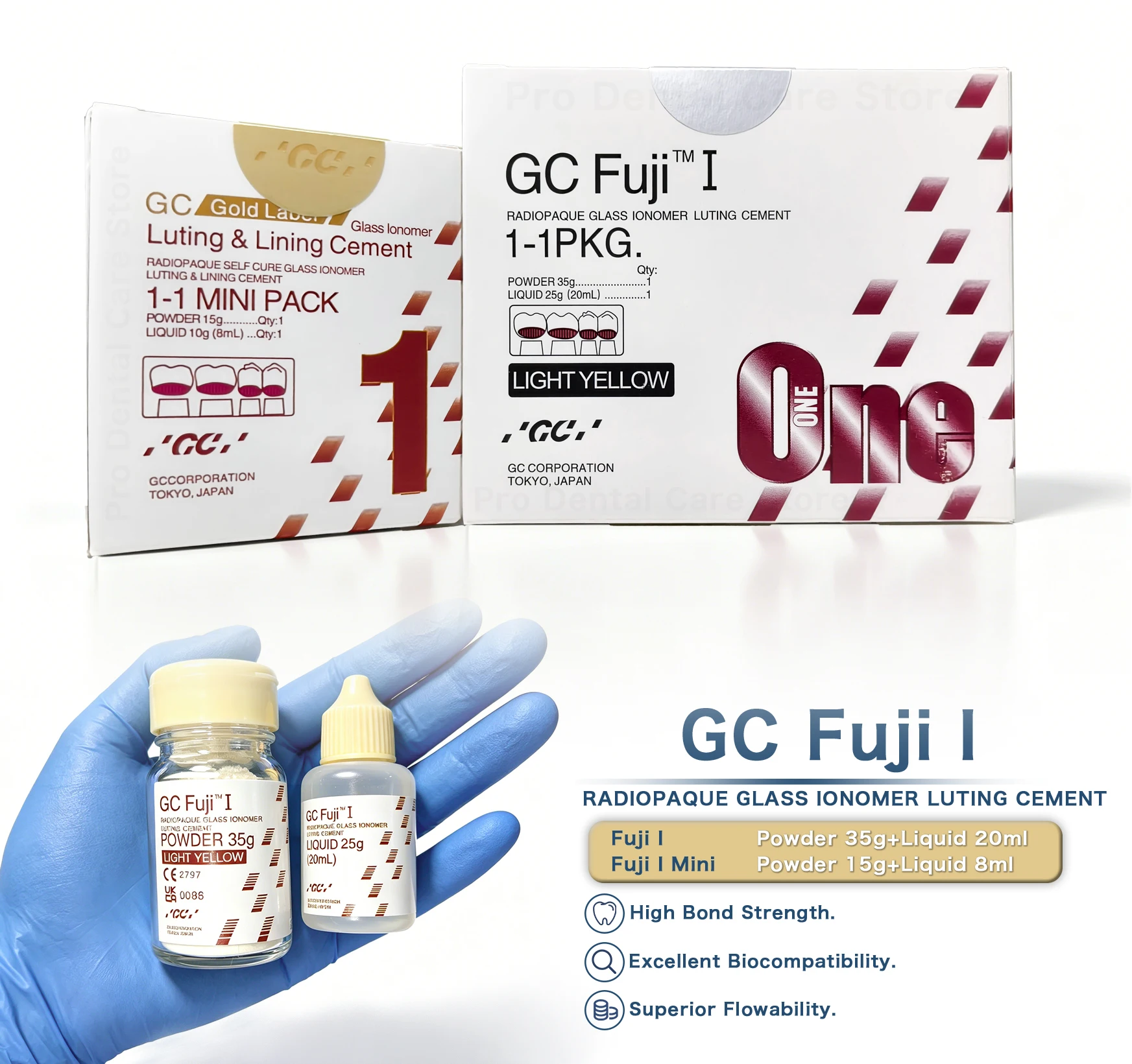 Фото Стоматологический цемент Fuji I Glass Ionomer Shui Men Ting Resin Type 1 для фарфоровых виниров и бондинга, стоматологические материалы GC №2