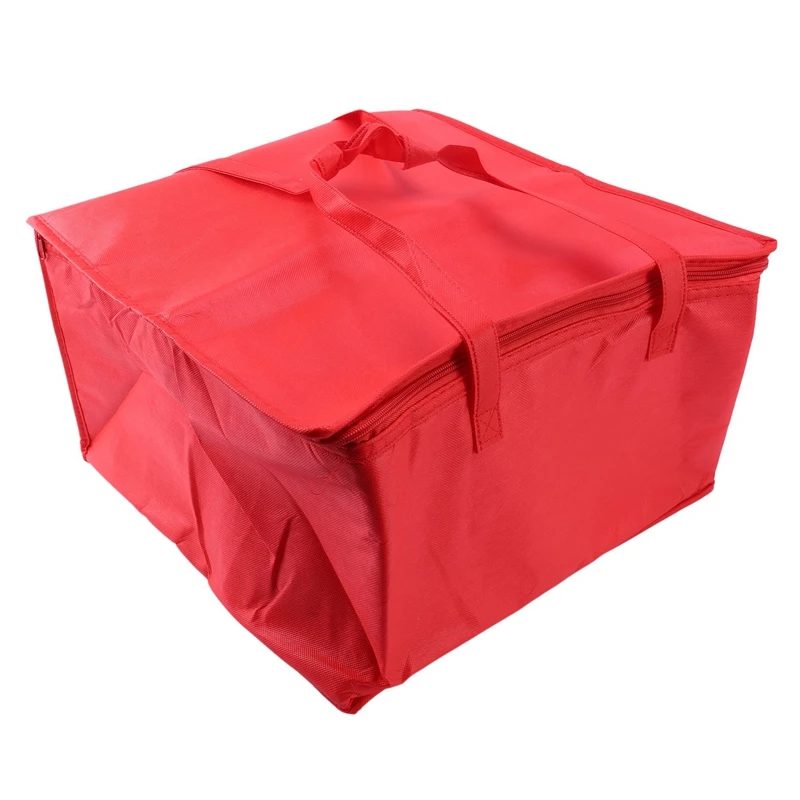 

4X Foldable Large Cooler Bag Portable Food Cake Insulated Bag Aluminum Foil Thermal Box Red