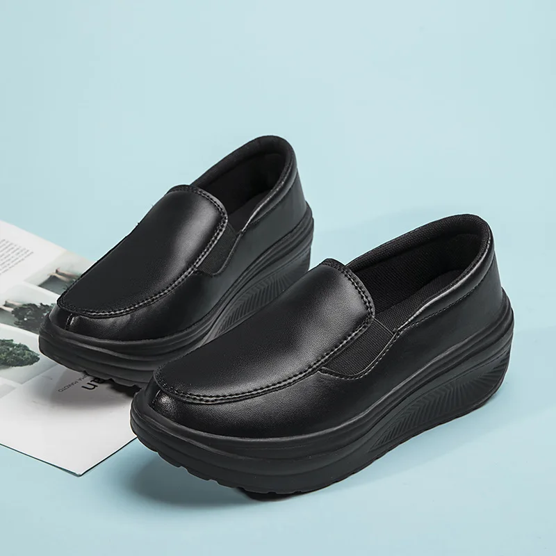 

Women's Shoes Spring Soft Outsole Work Shoes Female Black Swing Shoes Woman Plus Size Wedges Single Shoes2023