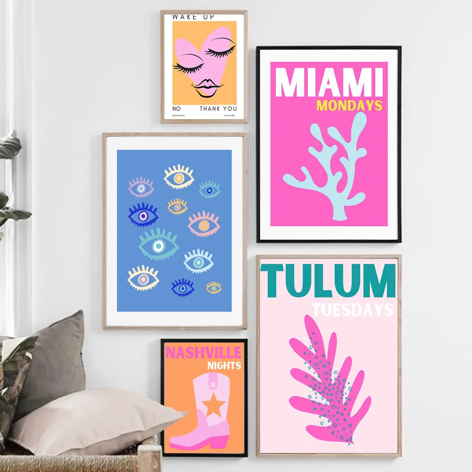 

Цветные настенные постеры и принты с изображением сглаза, микона, Капри, блисса, Санторини, цветов, картины на холсте для декора гостиной