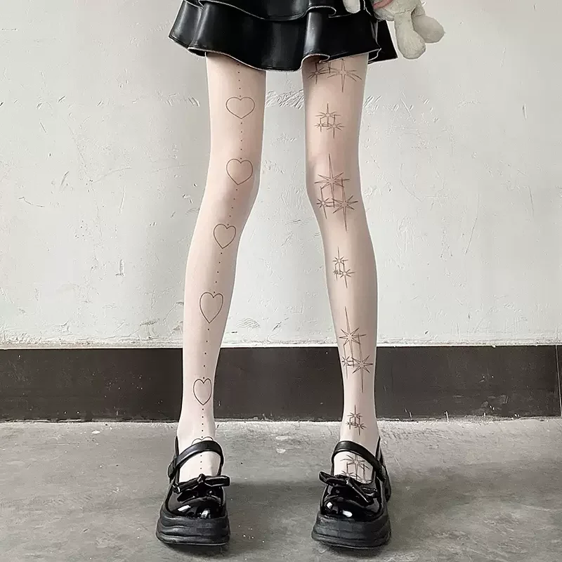 Y2k чулки до бедра для девочек сексуальное женское белье колготки с принтом сердца