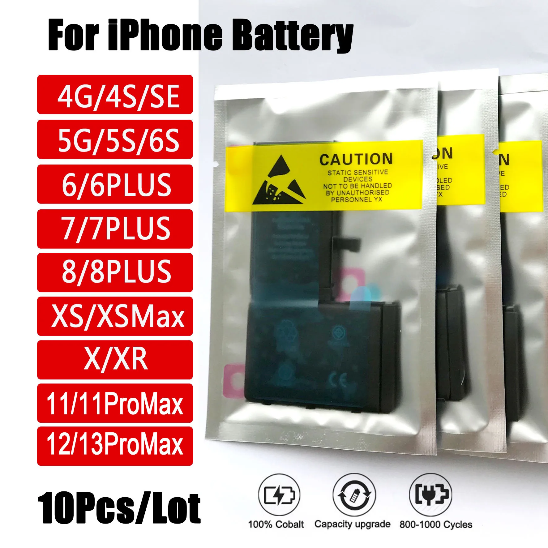 10pcslot 0 cycle oem mobile phone battery pack for iphone 4 4s 5 5s 5c se 6 6s 7 8 plus x xr xs 11 12 13 pro se2 max bateria free global shipping