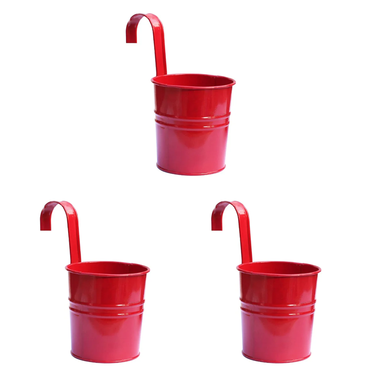 

3x Wall Hanging Bucket Farmhouse Flower Vase Metal Flower Vase Garden Fence Planter Bucket Flower Holders