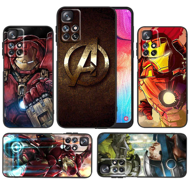 

marvel iron man movie For Xiaomi Redmi 11 Prime 10 10X 9T 9C 9C 8 A1 K50 K40S Gaming 4G 5G Silicone Black Phone Case