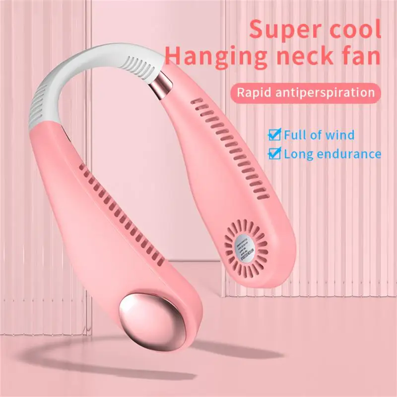 

Hanging Neck Fan 360 Degree Neckband Fan Air Conditioning Fan For Sport Portable Cooler Fan USB Rechargeable Leafless Neck Fan