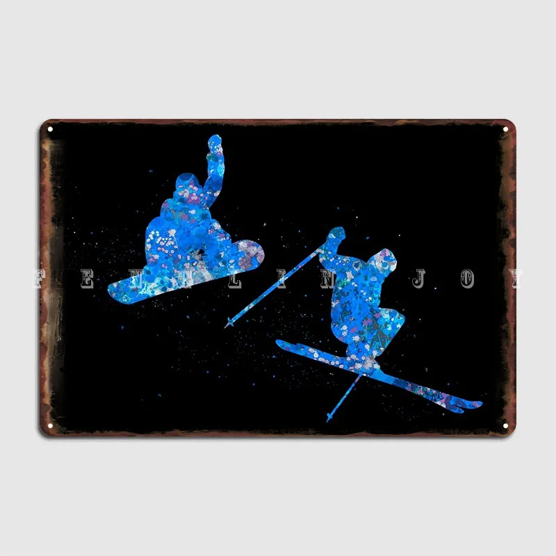 

Катание на лыжах и сноуборде, металлический плакат, постер с рисунком, декор для ретро кинотеатра, гостиной, клуба, бара, жестяной плакат