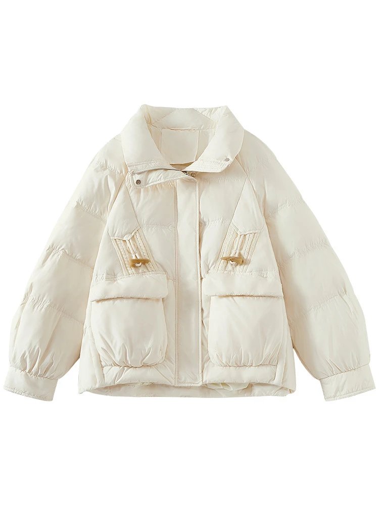 Ouqi Snow 2024 новая зимняя женская модная повседневная куртка с длинными рукавами и