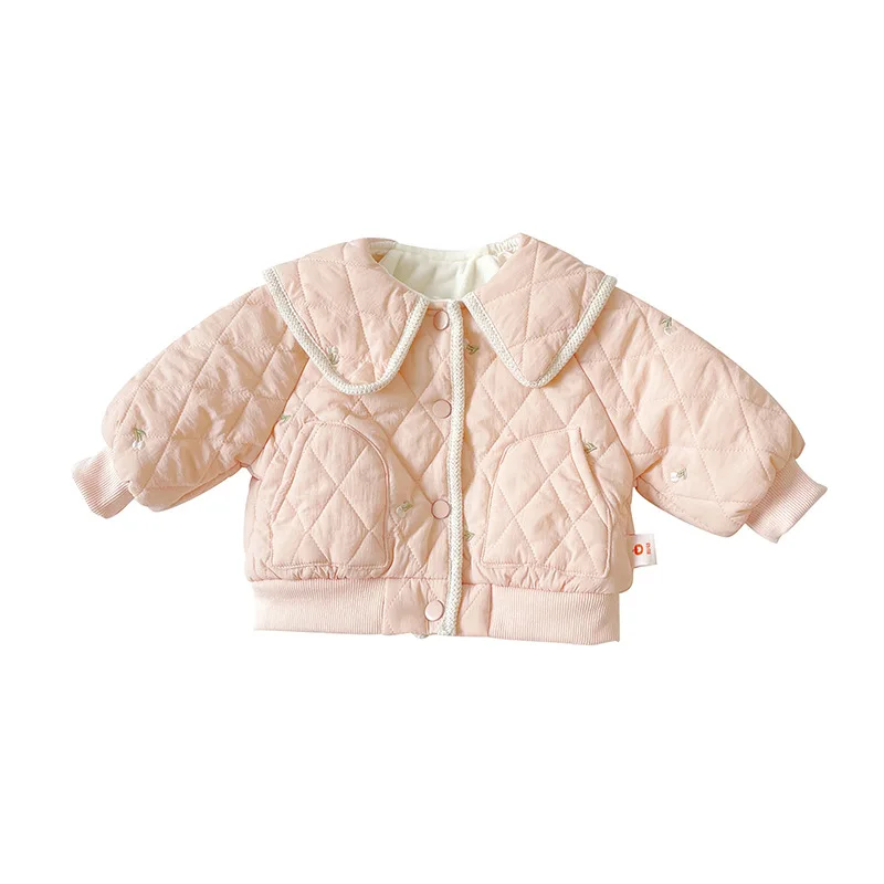 Зимнее длинное пальто для девочек с большим меховым воротником бархатное