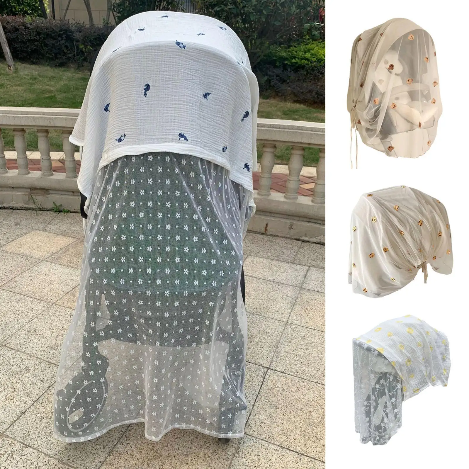 

Baby Stroller Cover Breathable Mesh Mosquitoes Net stroller accessories for babies Windshield Sunshade Sunscreen Curtain O3X5