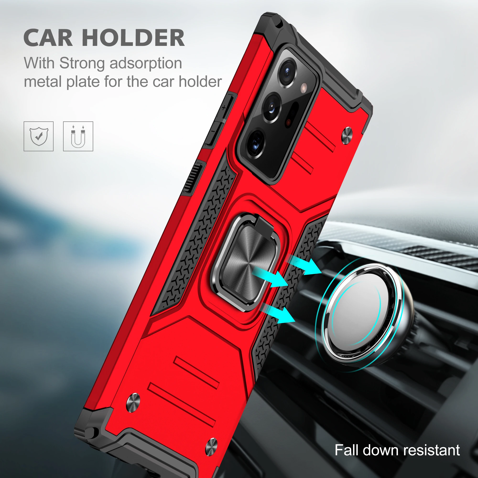 

Shockproof Case Bumper Coque for Samsung galaxy note20 note10 10+ 8 9 20ultra Case Ring Holder Back Panel for galaxy M60S M80S